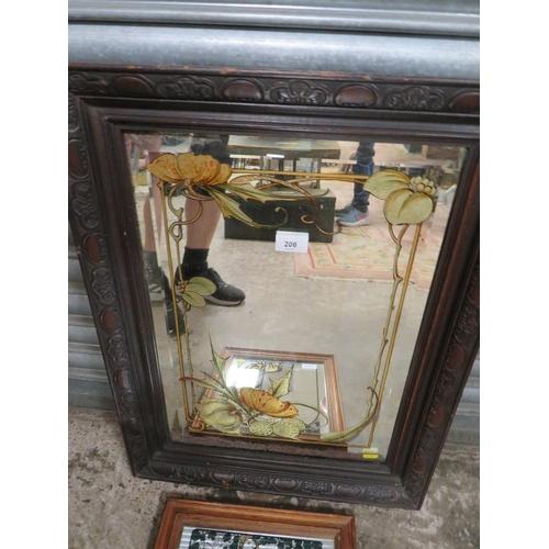 206 - A Moet & Chandon advertising mirror together with a vintage Art Nouveau style embellished gypsy mirr... 