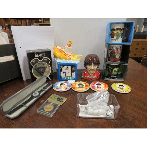 170 - A SELECTION OF MAINLY CHINA BEATLES MEMORABILIA, to include unusual Yellow Submarine money box with ... 