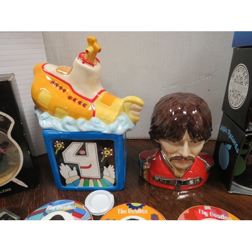 170 - A SELECTION OF MAINLY CHINA BEATLES MEMORABILIA, to include unusual Yellow Submarine money box with ... 