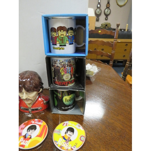 170 - A SELECTION OF MAINLY CHINA BEATLES MEMORABILIA, to include unusual Yellow Submarine money box with ... 