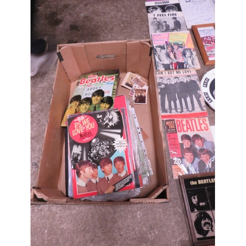 174 - A LARGE COLLECTION OF BEATLES PICTURES, PICTURE MIRRORS, sheet music, photographs, Fan Club Material... 