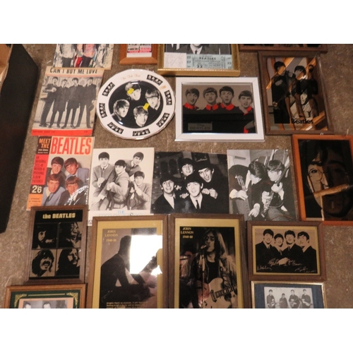 174 - A LARGE COLLECTION OF BEATLES PICTURES, PICTURE MIRRORS, sheet music, photographs, Fan Club Material... 