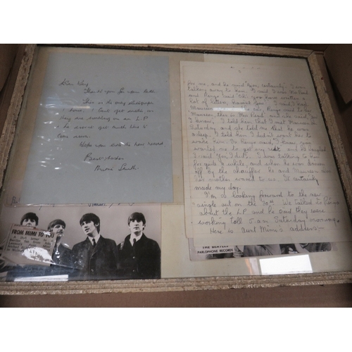 175 - BEATLES INTEREST - A UNIQUE FRAMED LETTER FROM 1963 FROM JOHN LENNON'S AUNT MIMI TO A BEATLES FAN, a... 