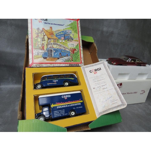 10 - TWO BOXED DANBURY MINT 1964 ASTON MARTIN DB5 1:24 SCALE, together with a Corgi 'We're on The Move' d... 