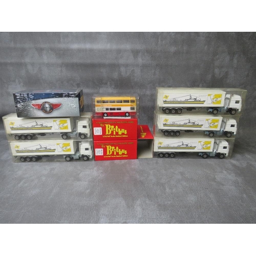 22 - FIVE BOXED MAJORETTE CHERBOUG TO POOLE ARTICULATED LORRIES AND TRAILERS, ECH 1:60, boxed Atlas Editi... 