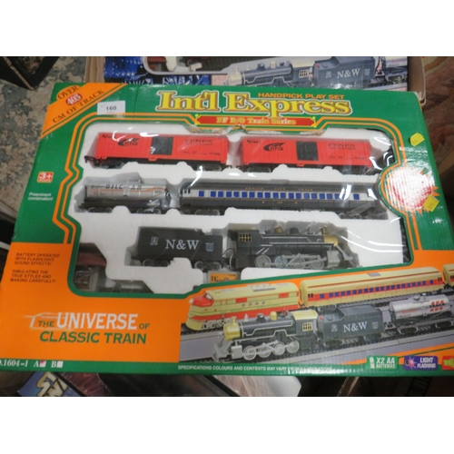 160 - TWO LARGE BOXED BATTERY OPERATED TRAINSETS, to include Universe of Classic Train International Expre... 