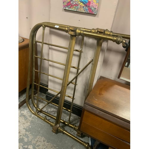 708 - An antique brass single bedframe but no irons A/F