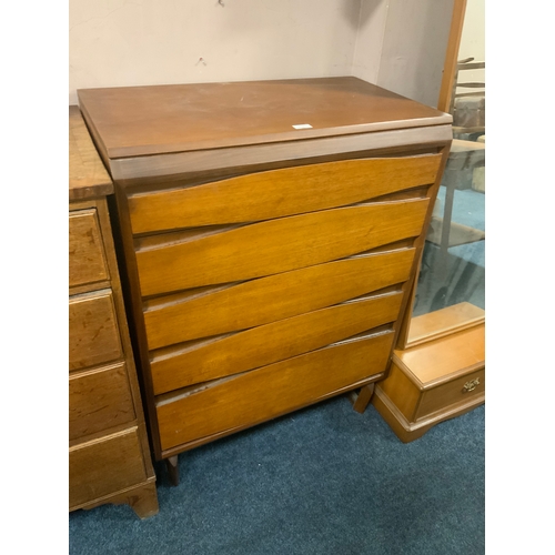 717 - A mid-century ‘White and Newton Limited’ teak five drawer chest W 80 cm