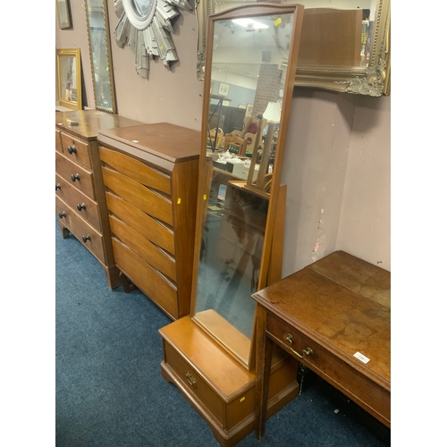 718 - A modern cheval mirror with drawer