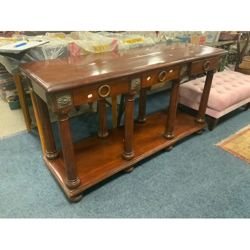 733 - A modern mahogany colonial style hall console table H 84 cm cm W 152 cm