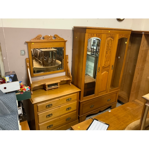 703 - An Edwardian satinwood wardrobe and dressing table