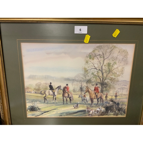 39 - Benjamin Smith, a framed and glazed watercolour depicting a hunting scene