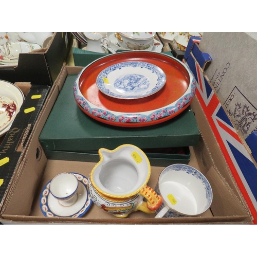 105 - A tray of assorted ceramics and glass to include boxed Webb crystal glasses