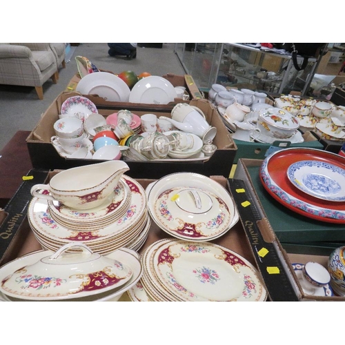 106 - Four trays of assorted ceramics to include Noritaki etc