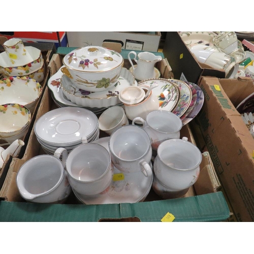 106 - Four trays of assorted ceramics to include Noritaki etc