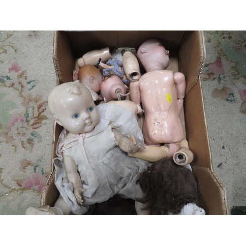 116 - A quantity of vintage dolls and parts A/F