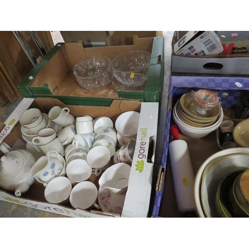 121 - Three trays of assorted ceramics and glass to include Wedgwood Ice Rose