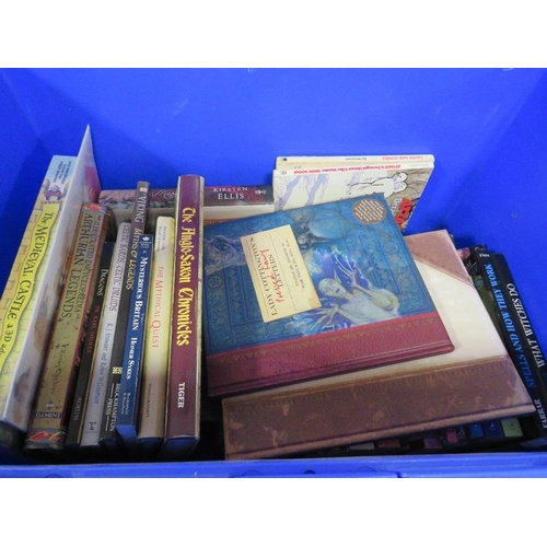 140 - Three large boxes of of hardback and paper back books (trays not included)