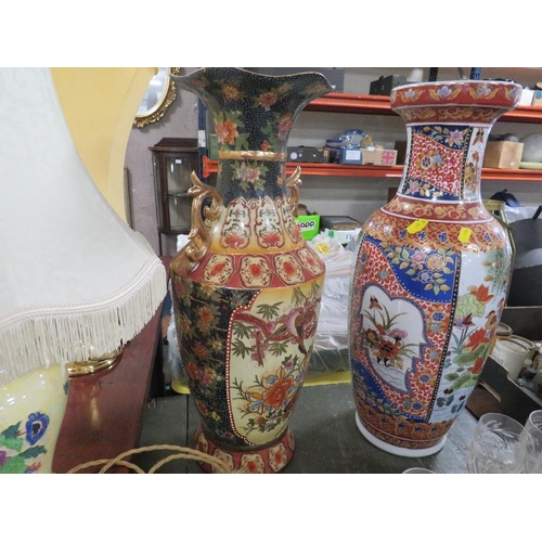 149 - Two large modern Oriental style vases together with two table lamps