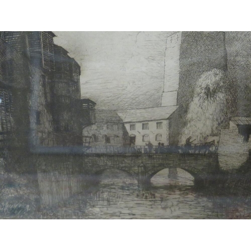 18 - Sydney. W. Carline two framed and glazed signed in pencil etchings on paper, continental town scene ... 