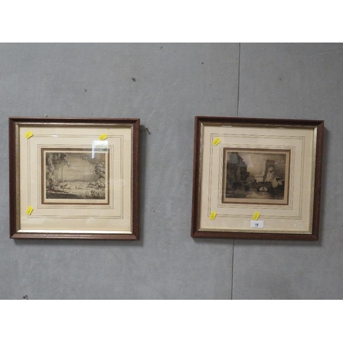 18 - Sydney. W. Carline two framed and glazed signed in pencil etchings on paper, continental town scene ... 