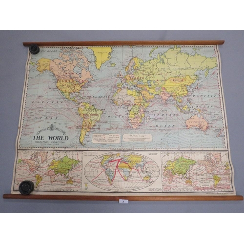 2 - A vintage scrolled map 'Beacons Excelsior, The World'