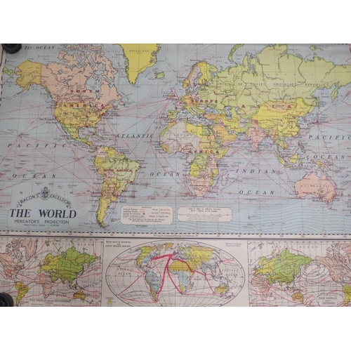 2 - A vintage scrolled map 'Beacons Excelsior, The World'