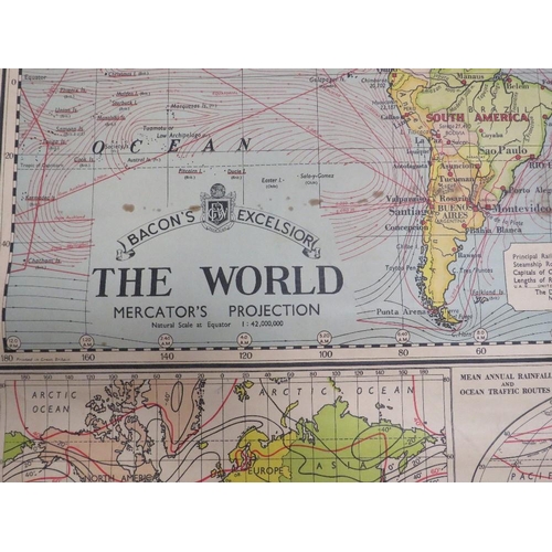 2 - A vintage scrolled map 'Beacons Excelsior, The World'