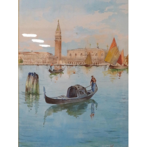 22 - Bonomi signed framed and glazed watercolour Venetian scene together with a framed and glazed Garman ... 