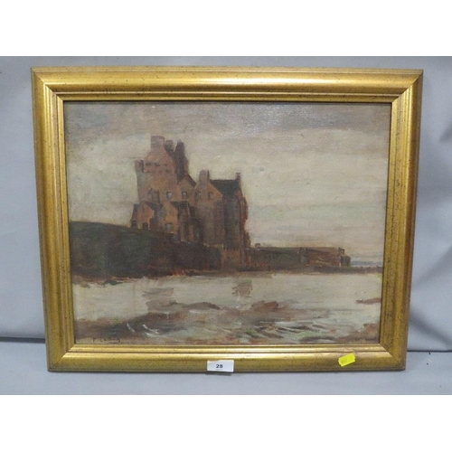 28 - Indistinctly signed early to mid 20th century, framed, oil on canvas impressionist study of Lerwick ... 