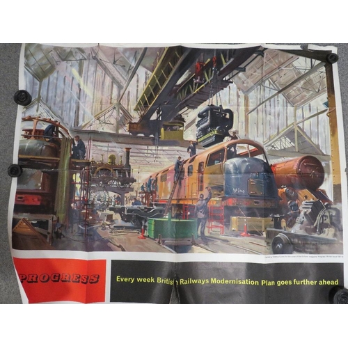 29 - A LARGE TRAIN POSTER, approx 130 x 100 cm, painted by Terence Cuneo for the cover of Unilever magazi... 