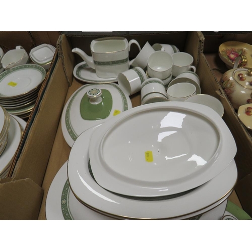 50 - Two trays of Royal Doulton Rondelay tea and dinner ware to include many seconds