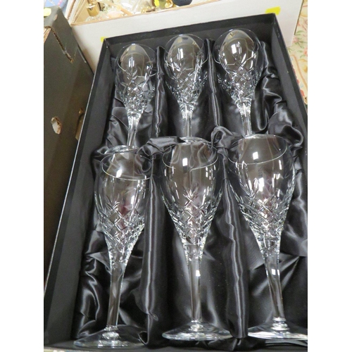 58 - A boxed Royal Doulton hand cut crystal set of six wine glasses