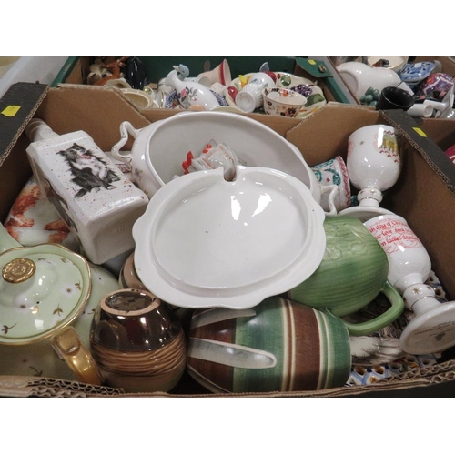 60 - Three trays of mixed collectables to include large George Jones tureen, Royal Albert tea pots, Wedgw... 