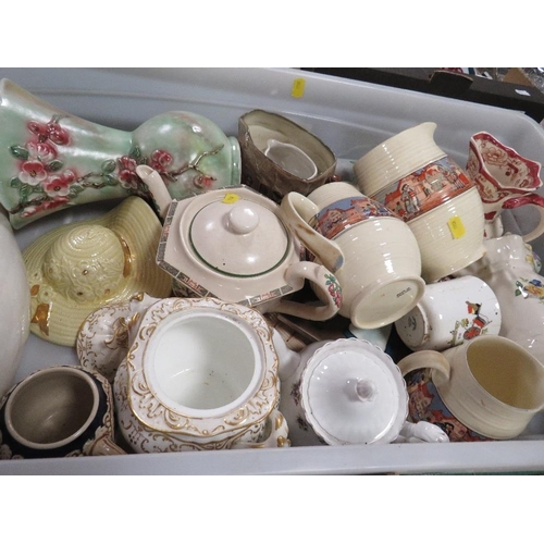 60 - Three trays of mixed collectables to include large George Jones tureen, Royal Albert tea pots, Wedgw... 