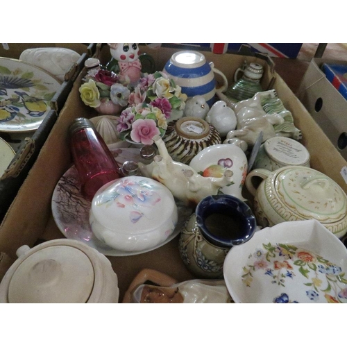 65 - Three trays of mixed collectables to include Royal Doulton, Wedgwood, Aynsley and plates etc