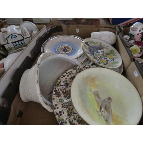 65 - Three trays of mixed collectables to include Royal Doulton, Wedgwood, Aynsley and plates etc