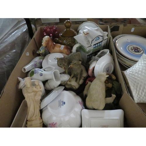 65 - Three trays of mixed collectables to include Royal Doulton, Wedgwood, Aynsley and plates etc