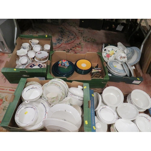 68 - Five assorted trays of ceramics to include Royal Albert etc