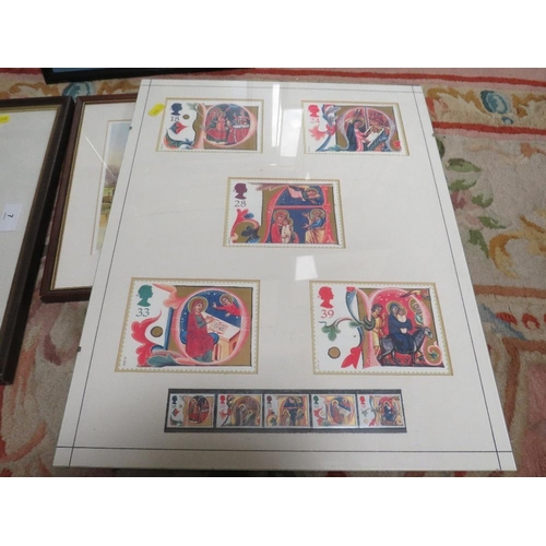 7 - A quantity of prints to include two framed sets of cigarette cards 'Trains of the World' framed and ... 