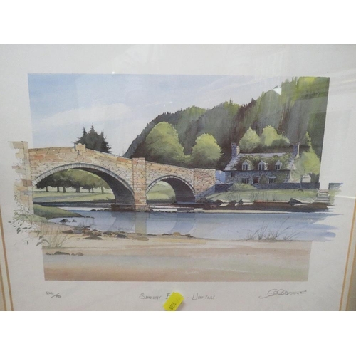 8 - Five signed in pencil framed and glazed prints to include View of Llanwrst and Swaledale