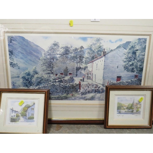 8 - Five signed in pencil framed and glazed prints to include View of Llanwrst and Swaledale