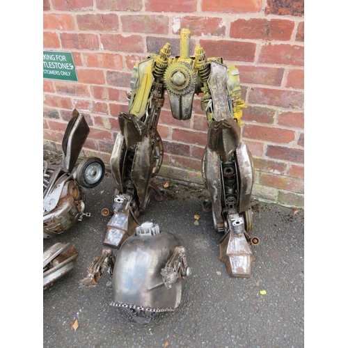 602 - A large 'scratch built 'Scrap Metal' transformer / robot model, made from car parts, motorcycle and ... 