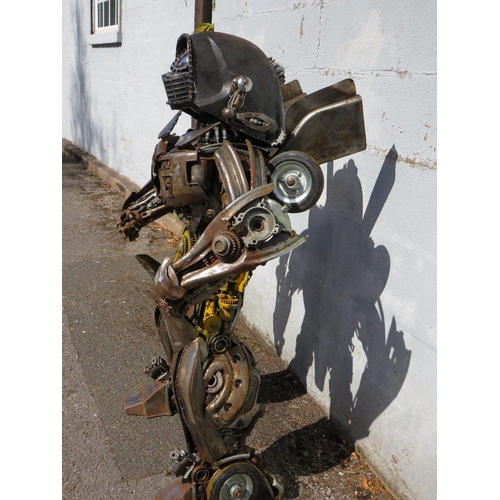 602 - A large 'scratch built 'Scrap Metal' transformer / robot model, made from car parts, motorcycle and ... 