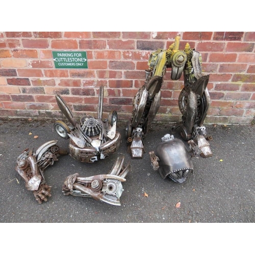 602 - A large 'scratch built 'Scrap Metal' transformer / robot model, made from car parts, motorcycle and ... 