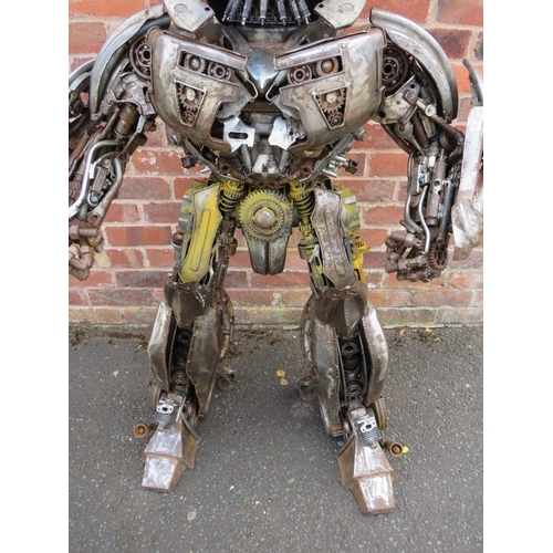 602 - A large 'scratch built 'Scrap Metal' transformer / robot model, made from car parts, motorcycle and ... 