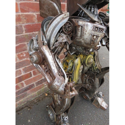 602 - A large 'scratch built 'Scrap Metal' transformer / robot model, made from car parts, motorcycle and ... 