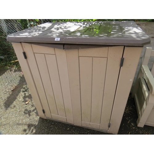 608 - A plastic garden storage cupboard