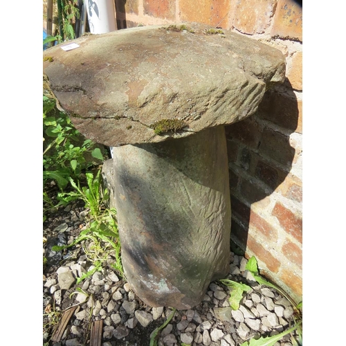 611 - An antique sandstone staddle stone / garden mushroom