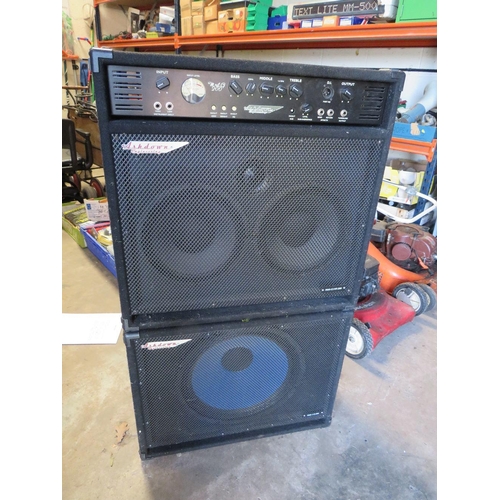 620 - An Ashdown Engineering MAG200 bass amp head with MAG CZ10T-200 and 115-200 speaker cabs